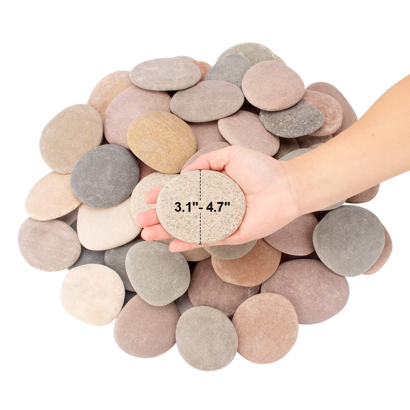 18 lb Bag of Assorted Painting Rocks and River Stones for Crafts, 3"-4.8" Size