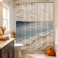 thumbnail image 2 of Blue Coastal Shower Curtain, Waterproof Shower Curtains for Bathroom, Abstract Brown Beach Vintage Modern Art Washable Fabric Bathtub Curtain Set Bath Decor with 12 Hooks Extra Long 72"x96", 2 of 8