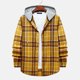 thumbnail image 2 of Camisas s Para Hombre Manga Corta Camisa informal de otoño e invierno para hombre, blusa de manga larga con cuello encapuchado y estampado a cuadros (Yellow, XXL), 2 of 7