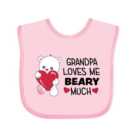 

Inktastic Grandpa Loves Me Beary Much- Cute Bear Gift Baby Boy or Baby Girl Bib