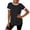 Black, variant on Women's Color Block Short Sleeve T-Shirt Casual Round Neck Tee with Curved Hem Comfortable Everyday Top
