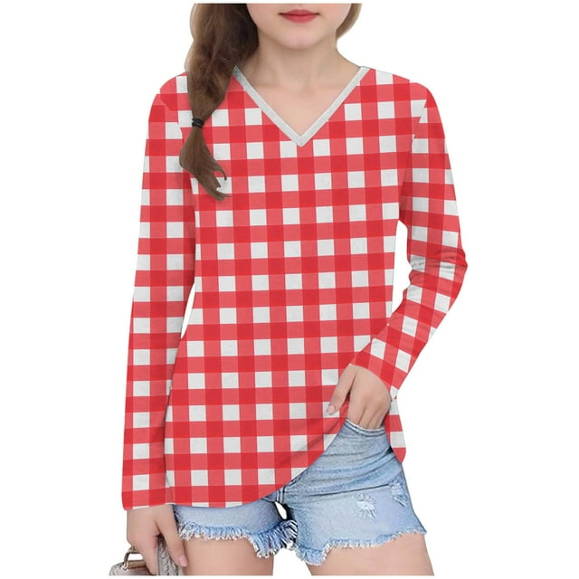 LIaqionyy T-Shirts à Manches Longues pour Filles Blouse Basique Décontractée Douce Tops Mignons pour l'Automne