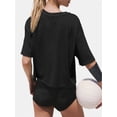 thumbnail image 4 of Women Cropped T-Shirts Drop Shoulder Round Neck Crop Tops Casual Summer Solid Color Basic Tees, 4 of 4