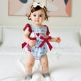 thumbnail image 2 of Okbabeha Newborn Baby Girls 4th of July Outfits Fourth of July Bubble Romper Fly Sleeve USA Flag Embroidery Bodysuits Summer Independence Day Clothes, 2 of 8