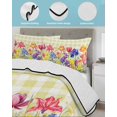 thumbnail image 4 of Yellow Plaid Tulip Queen Size Down Alternative Comforter, Lightweight Comforter Quilt Bedding Set with Pillow Shams Spring Floral Watercolor Botanical All Seasons Bed Comforter Duvet Insert 90"x96", 4 of 7