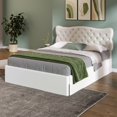 thumbnail image 3 of Queen Size Bed Frame with 4 Storage Drawers,Leather Upholstered Platform Heavy Duty Bed,Wood Slat Support,White, 3 of 7