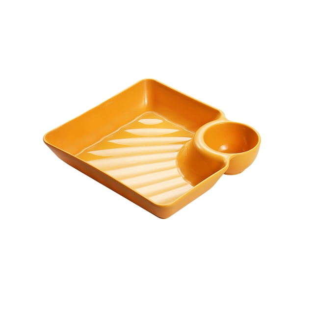 Vwrxbz Snack Tray with Sauce Container Dumpling Platter Plastic Serving Tray for Fries Chicken Snacks Stackable