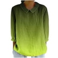 thumbnail image 2 of RXIRUCGD Haut/chemise à Manches 3/4 Imprimé Rétro Décontracté pour Femmes, Vert, Taille : 2TG, 2 of 5