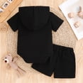 thumbnail image 5 of WUANDIXFA Baby Boy Summer Outfits Plaid Short Sleeve Baby Hooded Romper Baby Shorts 2 Pcs Toddler Boys Clothes (Black, 6-9 Months), 5 of 5