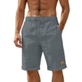 thumbnail image 2 of Gamivast Linen Shorts for Men Drawstring Elastic Waist Rolled Hem Shorts with Pockets Zip Relaxed Fit Mid Rise Shorts for Resort Days Casual Errands and Summer Outings, 2 of 6