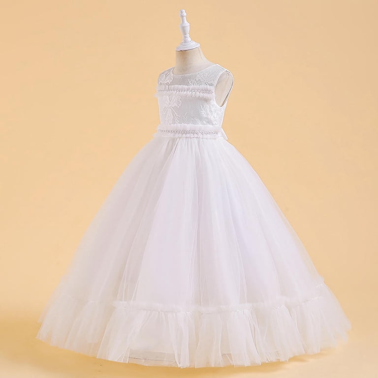 ATOGUTA 8-12 Years Girl Formal Dresses Tulle Princess Dress Junior  Bridesmaids Pageant Formal Ball Gown White - Walmart.com
