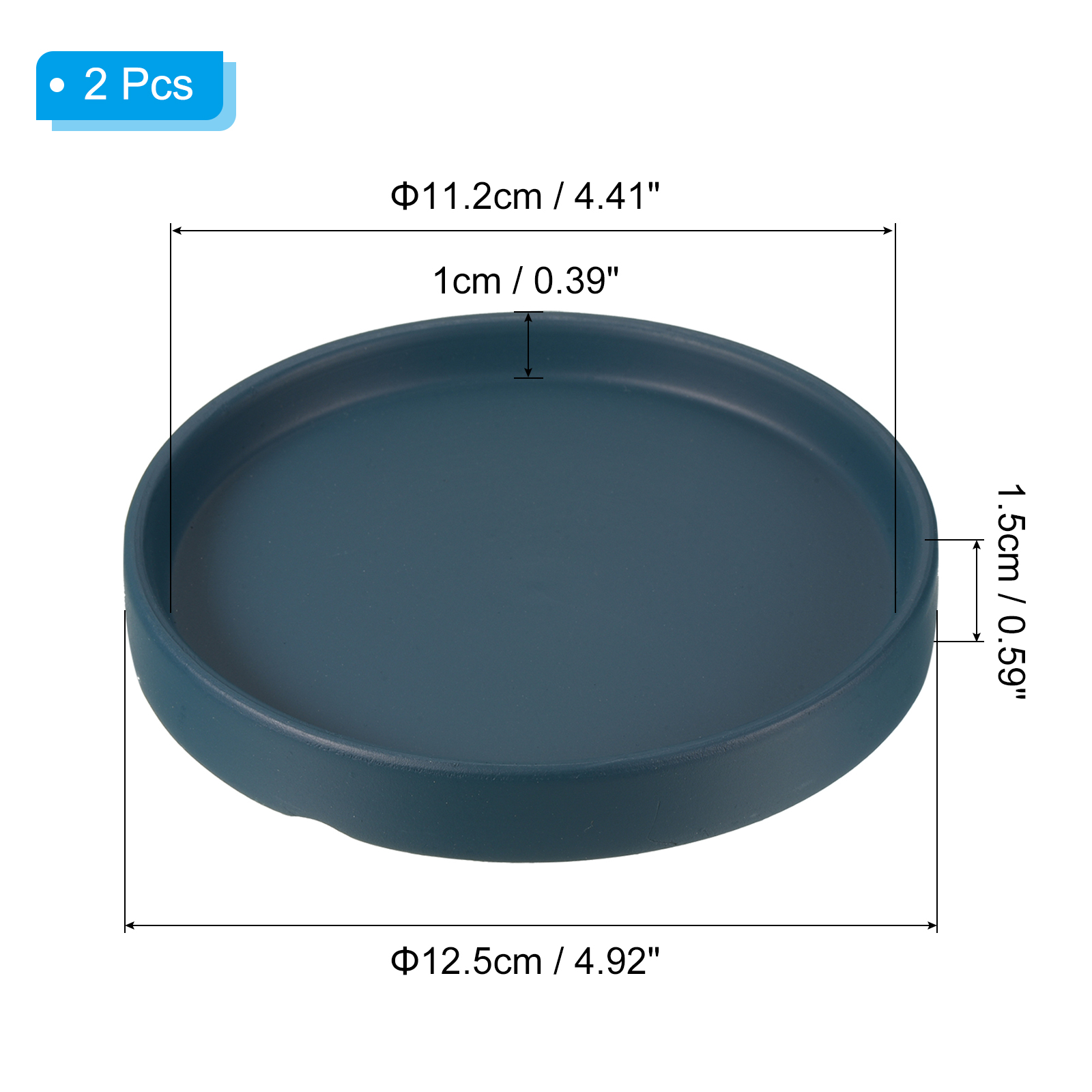 Uxcell Plant Pot Saucer, Ceramic Round Flower Planter Tray for Indoor, 5 inch Dark Blue 2 Pack