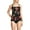 Black Meadow Floral, variant on Women's Flutter Scoop Neck Tankini Top