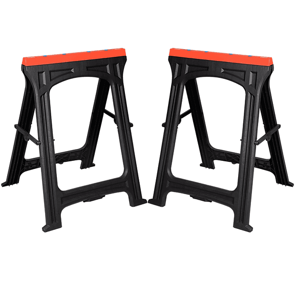 EHHLY Folding Saw Horses 2 Pack, 700 LBS Total Capacity, Weather Resistant Plastic Sawhorse, Folds to 2.3 Inch Thick for Easy Carry & Storage, Ideal for Home DIY, Garage & Painting Projects