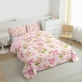 thumbnail image 3 of Manfei Dreamy Pink Bowknot Bedding Comforter Set, Vintage Rustic Rose Flower Twin Comforter Sets, Teens Kids Child Reversible Bedding Set, Breathable Home Decor, 2pcs, 3 of 8
