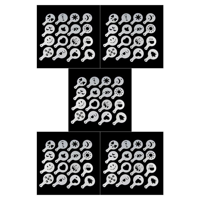 maskred 16 Pieces/Set Coffee Stencil Portable Reusable Professional Replacement Kitchen Drink Shop Template Mold Accessories Shown as Picture 5Set