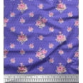 thumbnail image 1 of Soimoi Tissu en Coton Cambric Triangle, Imprimé Floral Feuilles et Roses au Mètre 42 Pouces de Large, 1 of 3