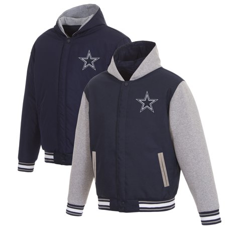 Dallas Cowboys JH Design Reversible Poly Twill Hooded Jacket - Navy/Gray