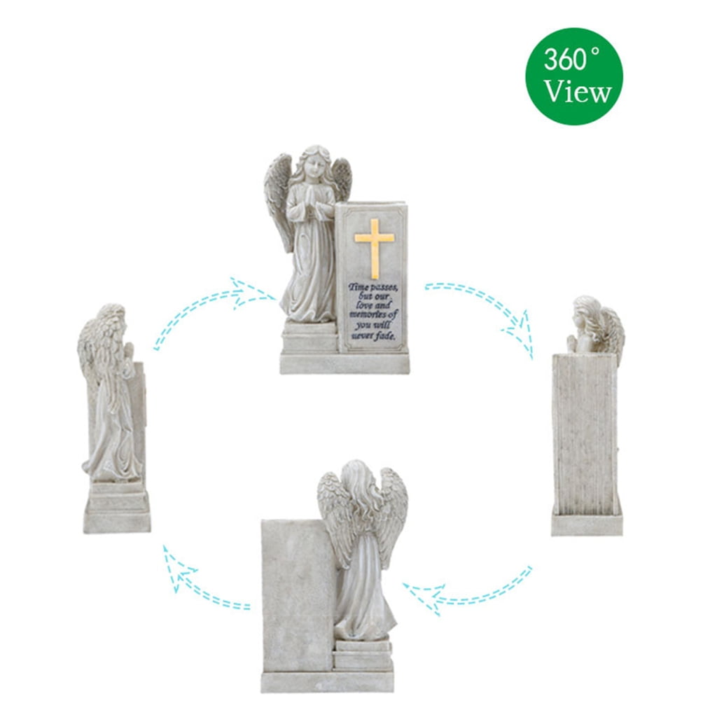 Angel Statue Garden Decors Fluorescent Angel Figurines Resin Praying Angel Garden Memorial Sculptures Angel Sculptures