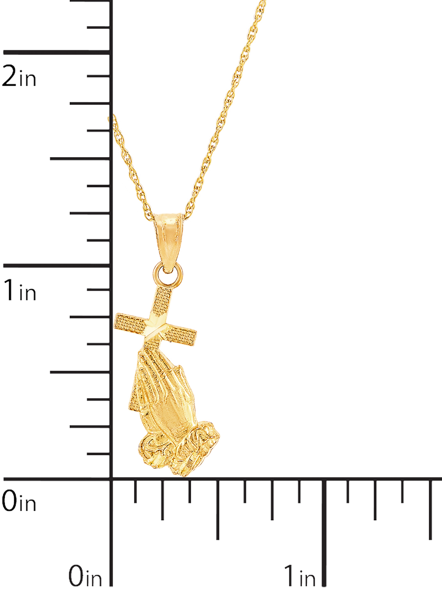 Brilliance Fine Jewelry 10K Yellow Gold Praying Hands on GoldFilled Necklace,14"