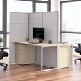 thumbnail image 2 of Easy Office 2 Person Cubicle Desk with Drawers in Natural Elm - Engineered Wood, 2 of 8