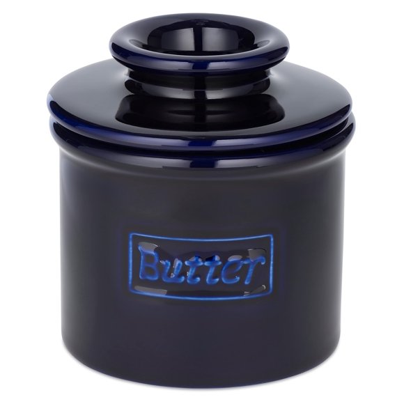 Butter Bell - The Original Butter Bell crock by L Tremain, a Countertop French Ceramic Butter Dish Keeper for Spreadable Butter, Café Retro Collection, Cobalt Blue, Glossy Finish