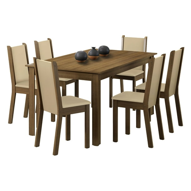 Juego de Comedor Madesa Miriam Mesa y 6 Sillas MCS Beige