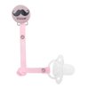 Personalized Name Pink Mustache Pacifier Clip