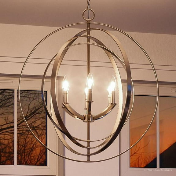 Urban Ambiance Luxury Coastal Hall & Foyer, Size: 30"H x 27-3/4"W, with Transitional Style Elements, Brushed Nickel Finish and Matching Shade, UHP2329