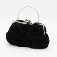 thumbnail image 3 of Women's Rose Wristlet Evening Bag, Floral Handheld Purse for Bridal and Bridesmaid, Compact Formal Clutch for Weddings, Proms, and Parties, 3 of 7