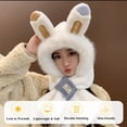 thumbnail image 2 of COCICA Winter Hooded Scarf Hat, Plush Cute Rabbit Ears Sherpa Beanie for Women Christmas,Rabbit Ear White, 2 of 5