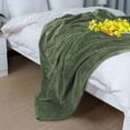 thumbnail image 3 of REGALWOVEN Flannel Fleece Throw Blanket Waffle Microfiber Fuzzy Blanket Bed, Army Green 70"x78", 3 of 6
