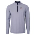 thumbnail image 2 of Men's Cutter & Buck  Navy Cleveland Guardians Americana Logo Virtue Eco Pique Stripe Recycled Quarter-Zip Pullover Top, 2 of 3