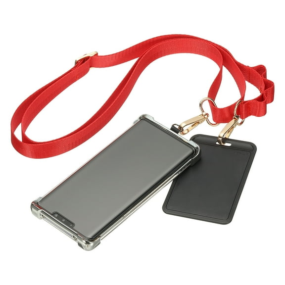 Uxcell Universal Cell Phone Lanyard, Adjustable Crossbody Phone Strap Anti-Theft Polyester Neck Lanyard with Patches for Concerts Gym Travel Secure Hands-Free Carry, Red