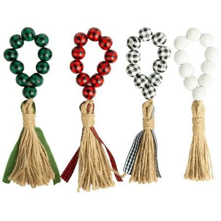 

HOMEMAXS 4pcs Beaded Napkin Rings Set Tassel Napkin Holder Table Decor Gift Handmade