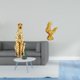 thumbnail image 2 of Escultura De Guepardo Y Gallo Dorado, Centro De Mesa, Figura De Animal, Adorno Decorativo Feng Shui Para Oficina, Hogar, Cumpleaños, Aniversarios, Decoración De Inauguración De La Casa., 2 of 8