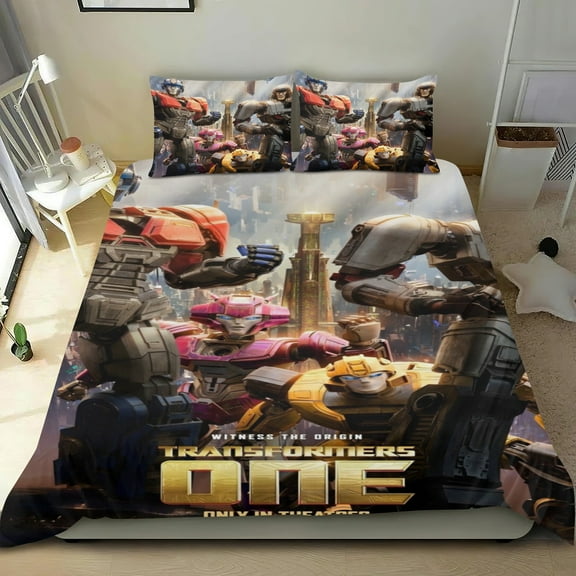 Transformers One Duvet Cover 3 Piece Bedding Set,Teens Comforter Cover Set Super Soft Duvet Cover with 2 Pillowcase Twin: 68"x86"