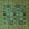 thumbnail image 1 of Ahgly Company Machine Washable Indoor Square Abstract Turquoise Blue Modern Area Rugs, 6' Square, 1 of 4