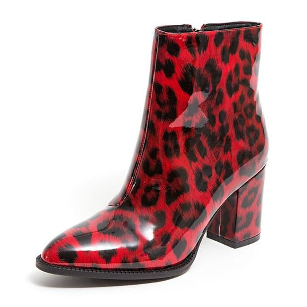 Ninety Union MILANO-RED-7 Rain Resistant Leopard Printed Bootie, Red ...
