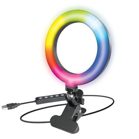 UPC: 0636980879734 | Bower 6-inch Compact RGB & White LED Ring Light with Clamp; Black