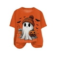 thumbnail image 4 of enyan Fashion Short Sleeve Tee Pumpkin Graphic Cute Ghost Tops Solid Casual Loose Basic T Shirt Cute Halloween Shirts Orange,XXL, 4 of 4