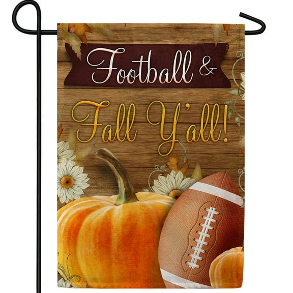 America Forever Football Yall Garden Flag, 12.5 x 18 inches Double Sided, Fall Football Garden Flags, Pumpkins Flag, Autumn Outdoor Seasonal Flags for Yard, Lawn, Garden Decor