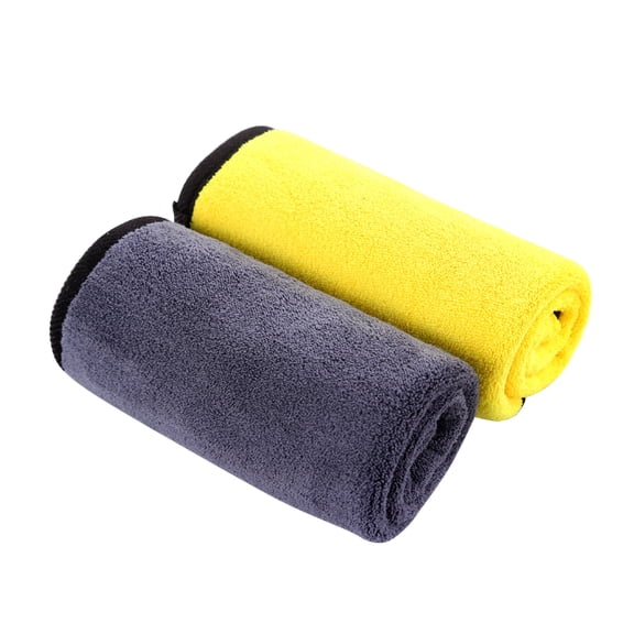 2 Pcs Car Wash Cleaning Towel Double-sided Towels Microfiber Two-color Absorb Water Yellow and Gray Cloth