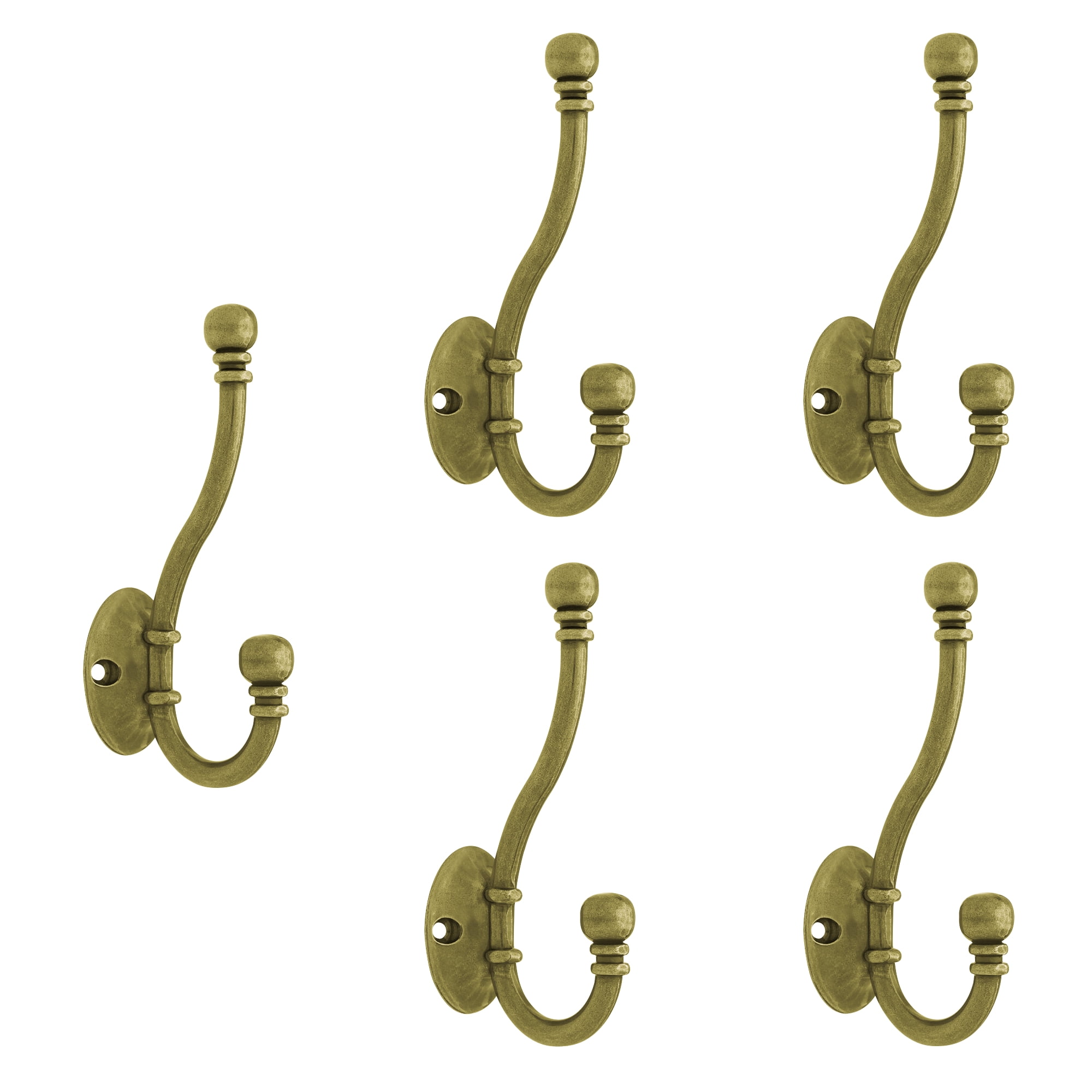 Franklin Brass Ball End Coat and Hat Hook, Antique Brass (5Pack