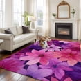 thumbnail image 2 of Watercolor Flowers Area Rugs 5'x7', Washable Small Throw Rugs for Laundry Room Playroom, Spring Floral Vintage Pink Purple Indoor Outdoor Rug Non-Slip Low Pile Carpet Runner Reversible Floor Mats, 2 of 8