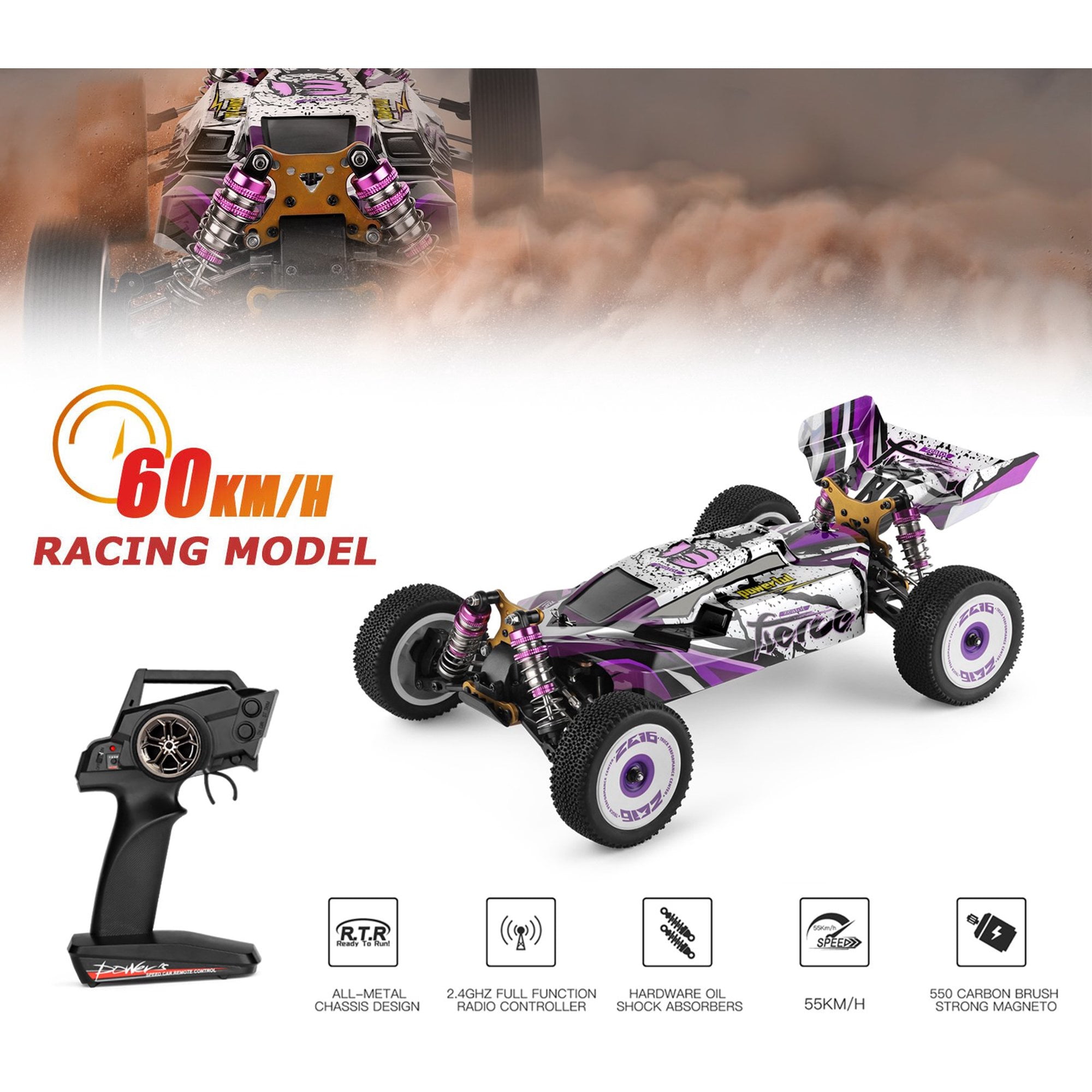 Wltoys 124018 RC Racing Car 60km/h 1/12 2.4GHz Off-Road Drift RTR 4WD Toy Gift 
