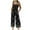 Black, variant on Tnhcen Women's Casual Jumpsuit Elastic Waist Floral Print Romper Stretchy Wide Leg Summer Outfit 4-Way Stretch Easy Wear S-2XL Plus Size