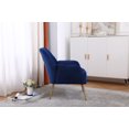 thumbnail image 3 of Modern Mid Century Accent Chair Velvet Sherpa Armchair for Living Room, Upholstered Comfy Single Sofa Chair with Metal Legs Reading Chair Club Chair for Bedroom Office, Navy, 3 of 9