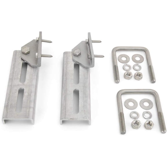 Sturdy Built (2) 8 inch Aluminum and Stainless Steel Boat Trailer Swivel Top Bunk Bracket Kit for 3x3 Boat Trailer Crossmember