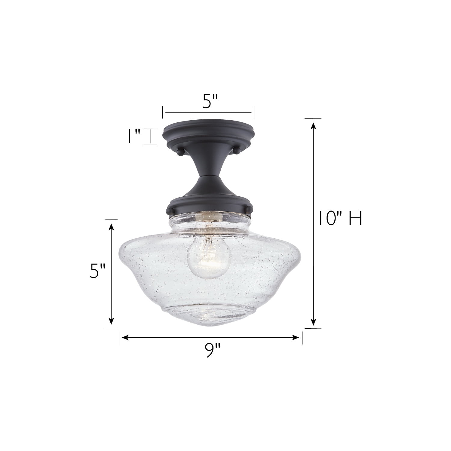 Design House Schoolhouse Semi Flush Mount Dimmable Ceiling Light, Black